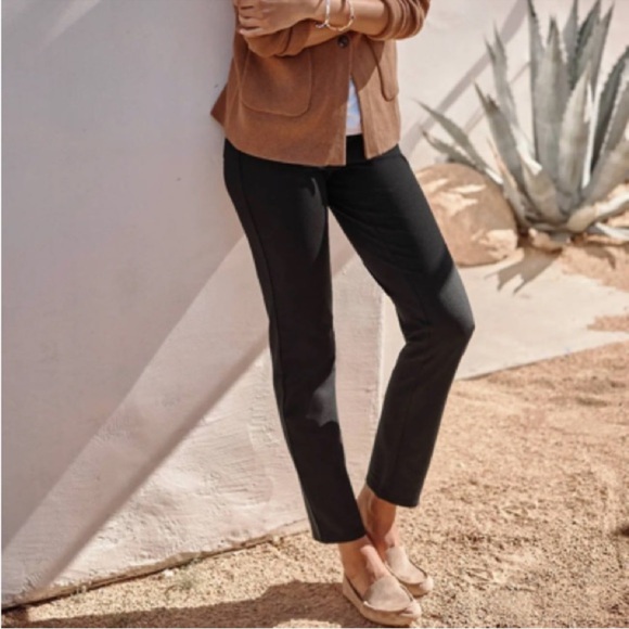 J. Jill Black Ponte Knit Leggings Pull‎ On Stretch 300321 Size Large - Picture 1 of 11